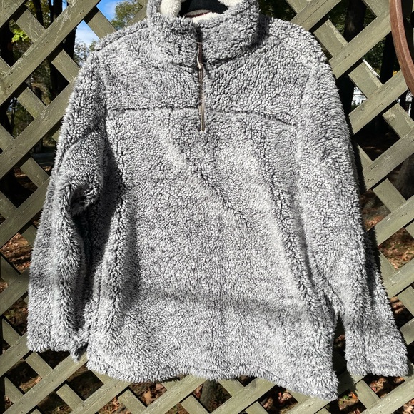 Grizzly Sherpa Tan Thick Fuzzy Soft Quarter Zip Pullover Sweater Sz large - Picture 2 of 8